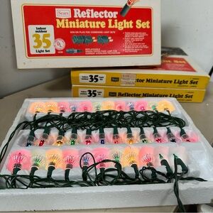 Vintage Sears Reflector Miniature Tulip Christmas Light Set 35 Retro Multicolor